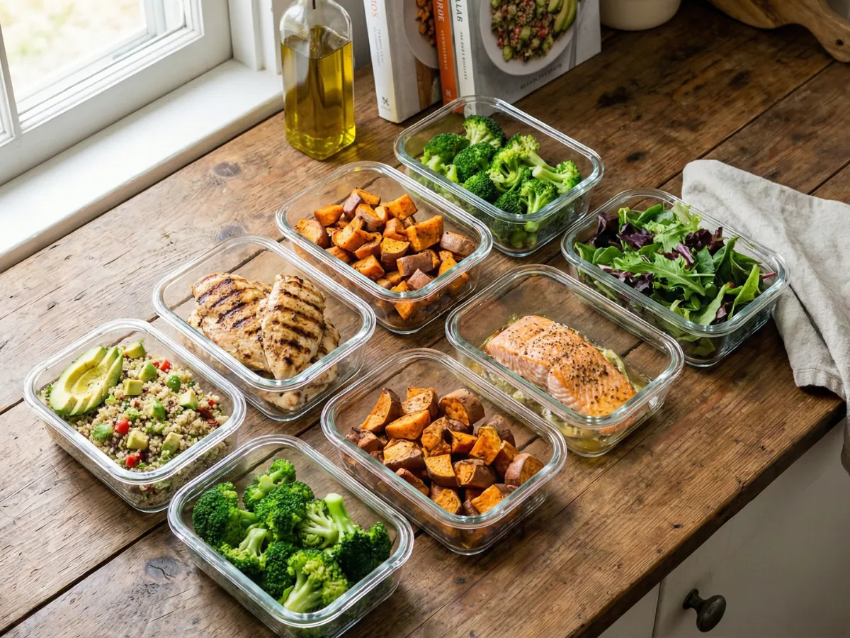Balanced meal prep containers for sustainable fat loss