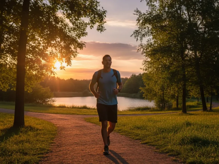 Person walking outdoors to increase daily energy burn.