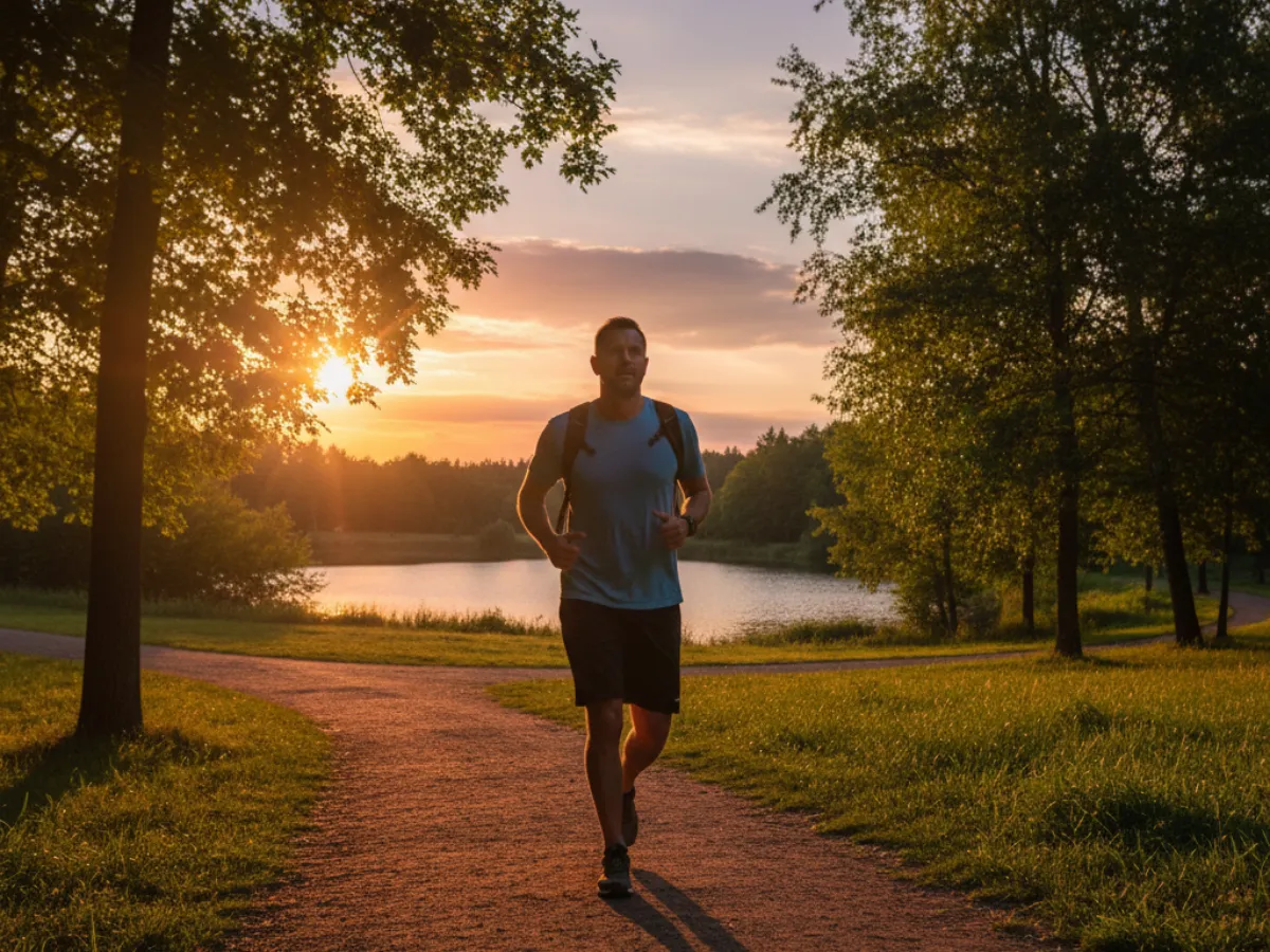 Person walking outdoors to increase daily energy burn.