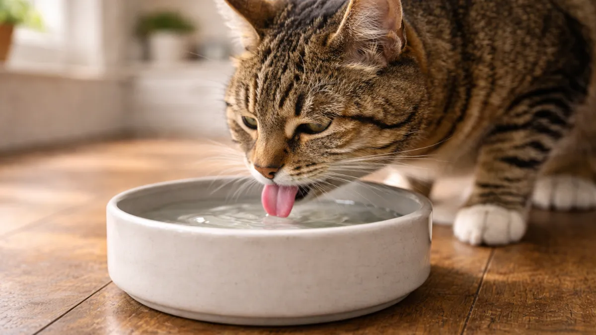 Cat drinking water to supplement hydration needs