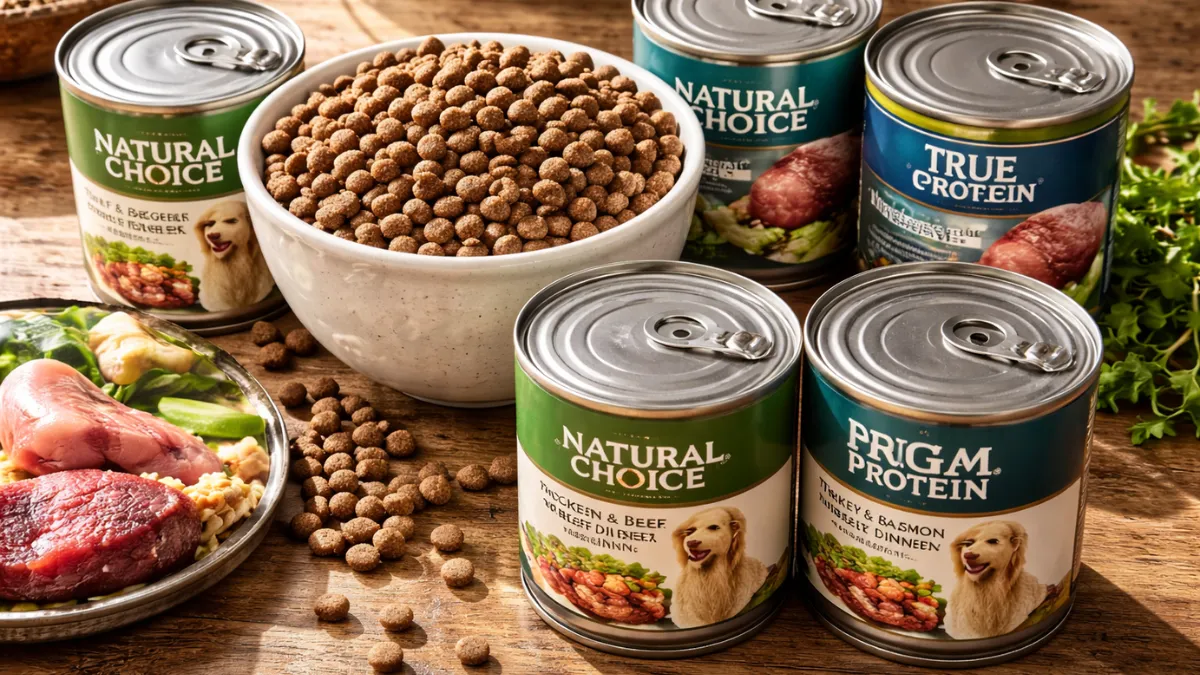 Commercial complete and balanced pet foods displaying regulatory labels