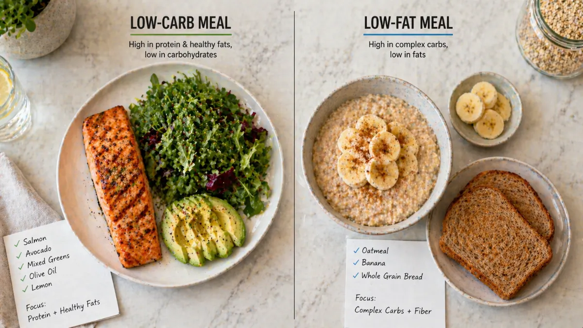 low carb vs low fat meal comparison
